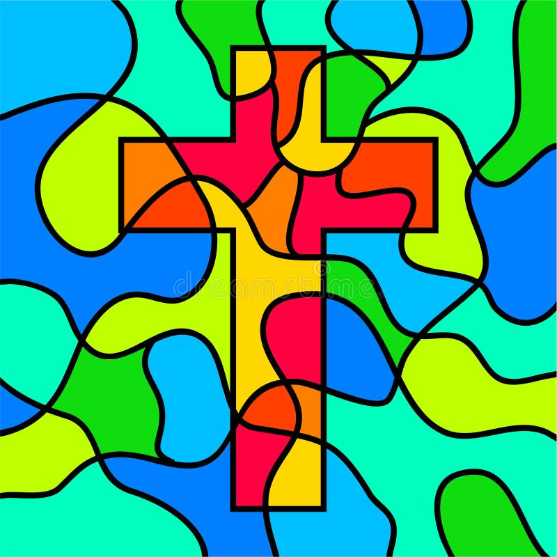 Croix en verre souillé illustration stock Croix en verre souillé illustration stock