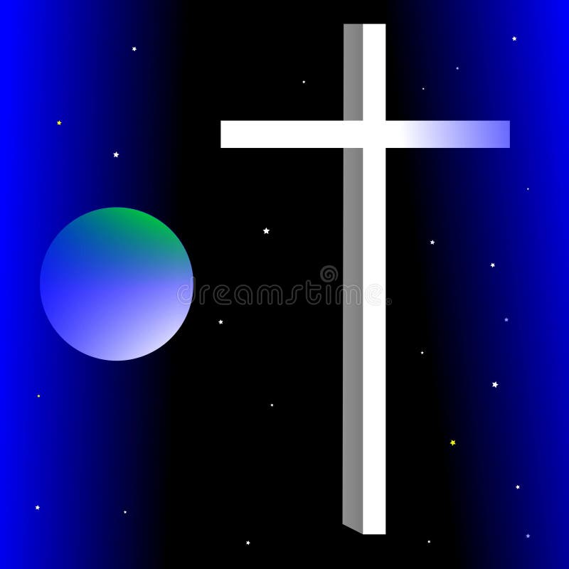 Croix et dieu Dieu protège notre planète illustration stock Croix et dieu Dieu protège notre planète illustration stock
