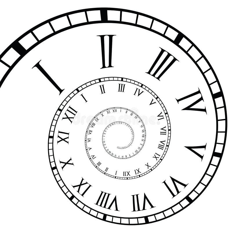 Cronologia a spirale dell'orologio di numero romano