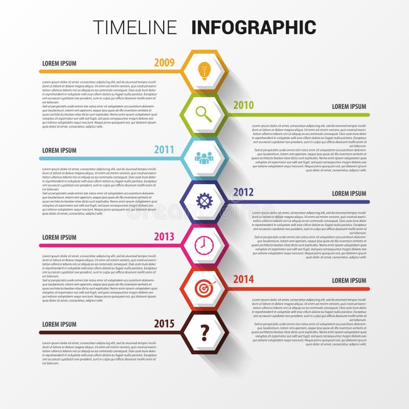 Cronología Infographics Plantilla hexagonal del diseño Vector ilustración del vector Cronología Infographics Plantilla hexagonal del diseño Vector ilustración del vector