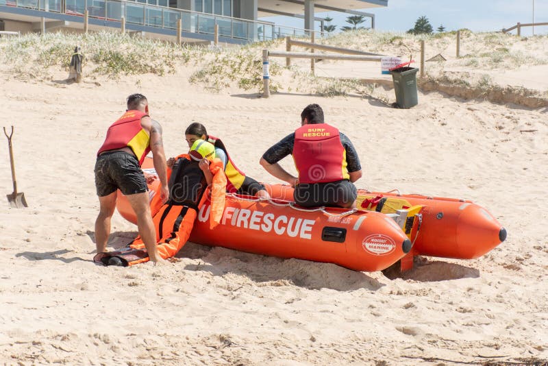 Surf Rescue Life Savers Boat Jumping on the Waves Editorial Photo ...