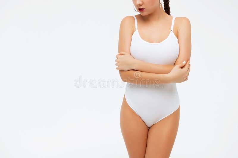 Crop Gorgeous Woman Taking Off Swimsuit Stock Image - Image of seductive,  sensual: 173035957