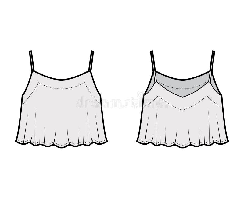 Cropped Camisole Top Technical Fashion Illustration With Scoop Neck ...