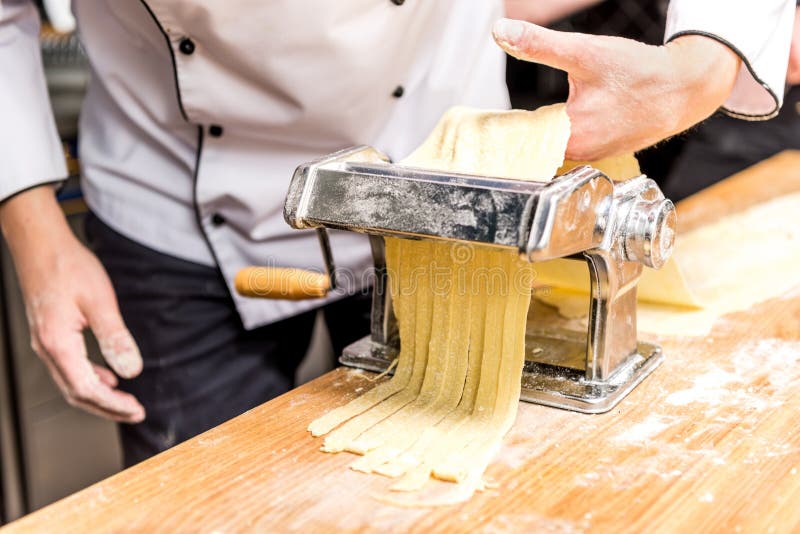 Cropped Image of Chef Making Pasta Stock Photo Image of kitchen