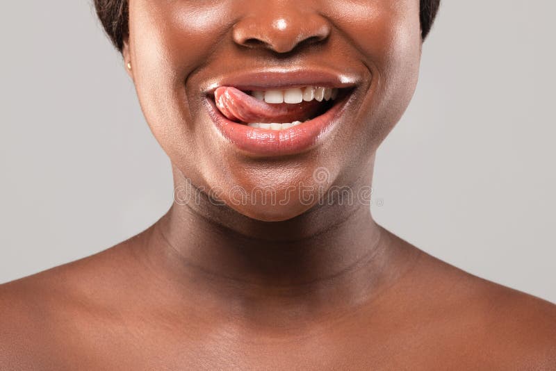 Funny Black People Naked - Cropped Image of Naked Black Female Playfully Biting Her Tongue and Smiling  Stock Photo - Image of naked, skin: 217285720