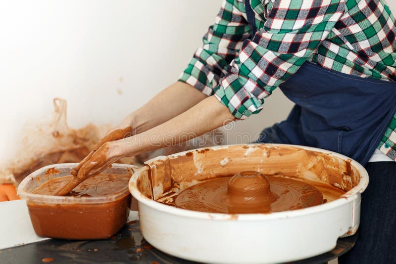 Cropped Image of Unrecognizable Female Ceramics Maker Working with