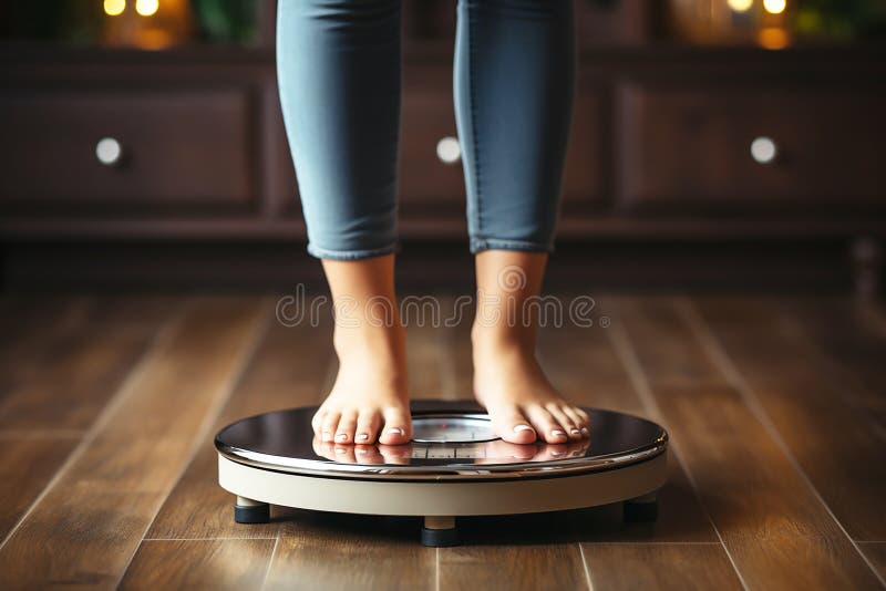 Normal Weight Human Feet on Scales Isolated on White Stock Vector -  Illustration of concept, female: 117874397