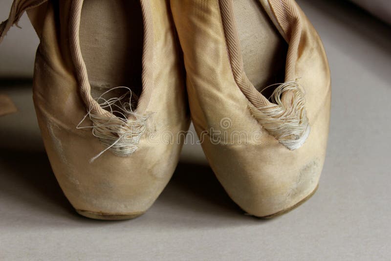 Cropped Shot of an Old Point Shoes. Ballet Shoes, Light-Brown Colors ...