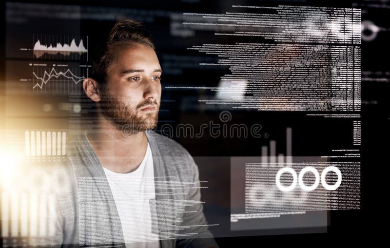 Encoding in progress. Cropped shot of a young computer programmer working on source code. royalty free stock photography