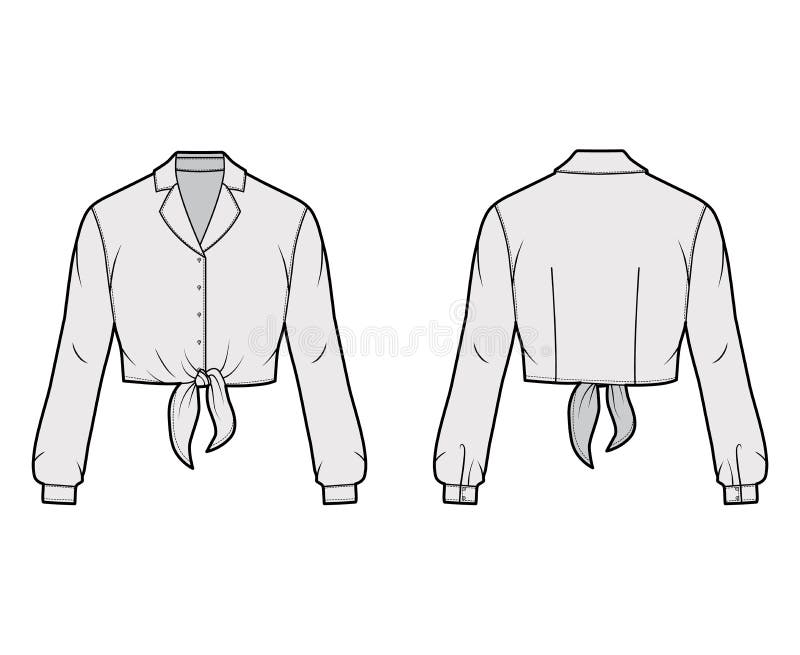 Lapel Long Sleeve Shirt Template Stock Illustrations – 18 Lapel Long ...