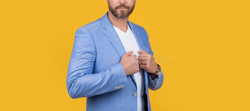 Cropped View of Man in Studio. Photo of Handsome Man Wear Suit. Man ...