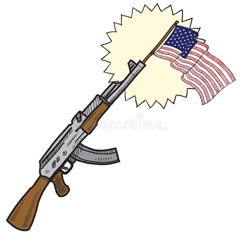 Drapeau Grunge Des Etats-Unis Avec Des Armes à Feu Illustration