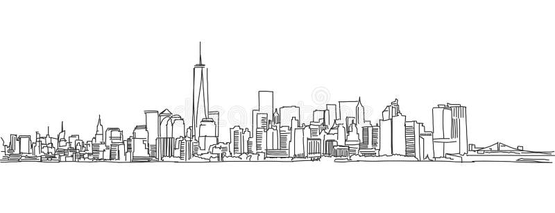 Croquis de carte blanche d'horizon de New York City Griffonnage de vecteur illustration libre de droits Croquis de carte blanche d'horizon de New York City Griffonnage de vecteur illustration libre de droits