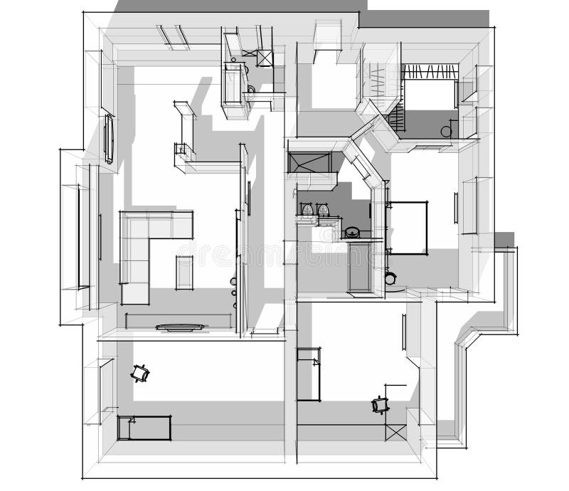  Croquis  De L appartement  3d Illustration Stock 