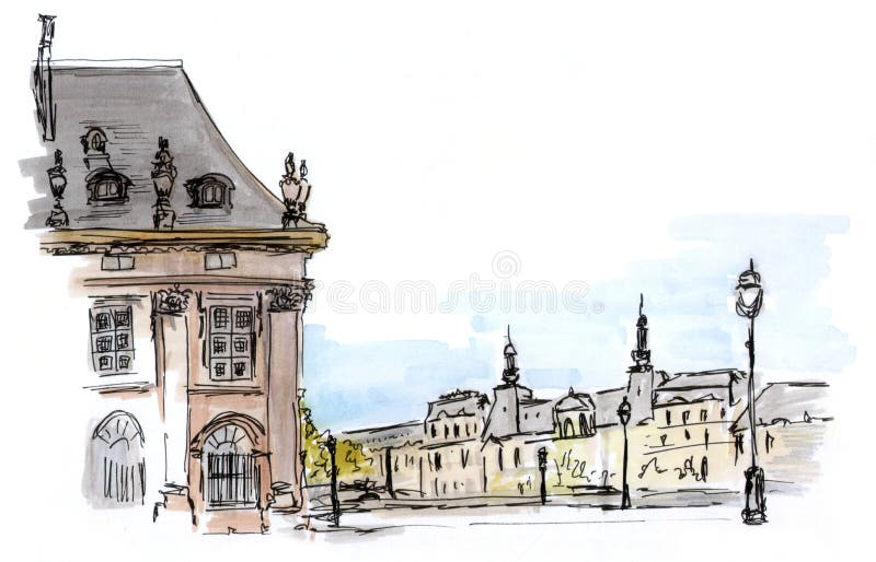 Croquis de rue de Paris illustration de vecteur Croquis de rue de Paris illustration de vecteur