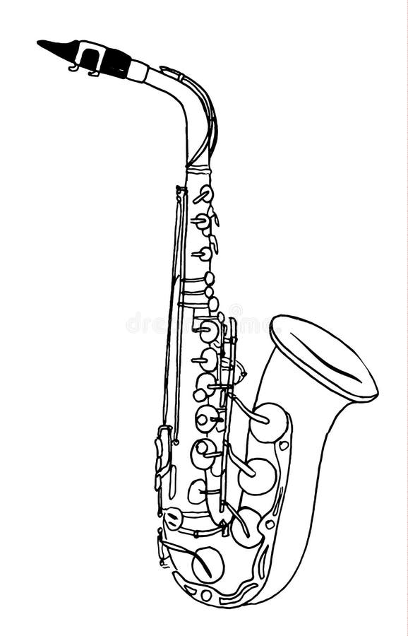Croquis de saxophone illustration de vecteur. Illustration du vieux