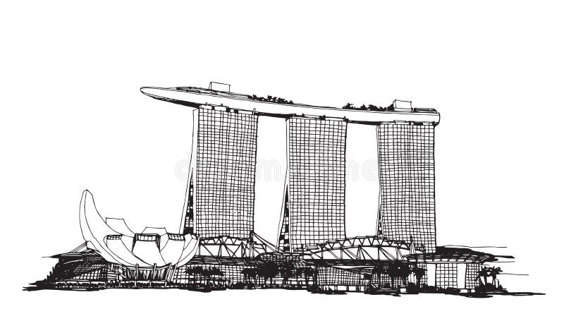 Croquis de ville de Singapour illustration libre de droits Croquis de ville de Singapour illustration libre de droits
