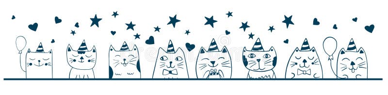 Croquis drôle mignon de chats C?l?bration de f?te d'anniversaire Conception animale de griffonnage illustration de vecteur Croquis drôle mignon de chats C?l?bration de f?te d'anniversaire Conception animale de griffonnage illustration de vecteur