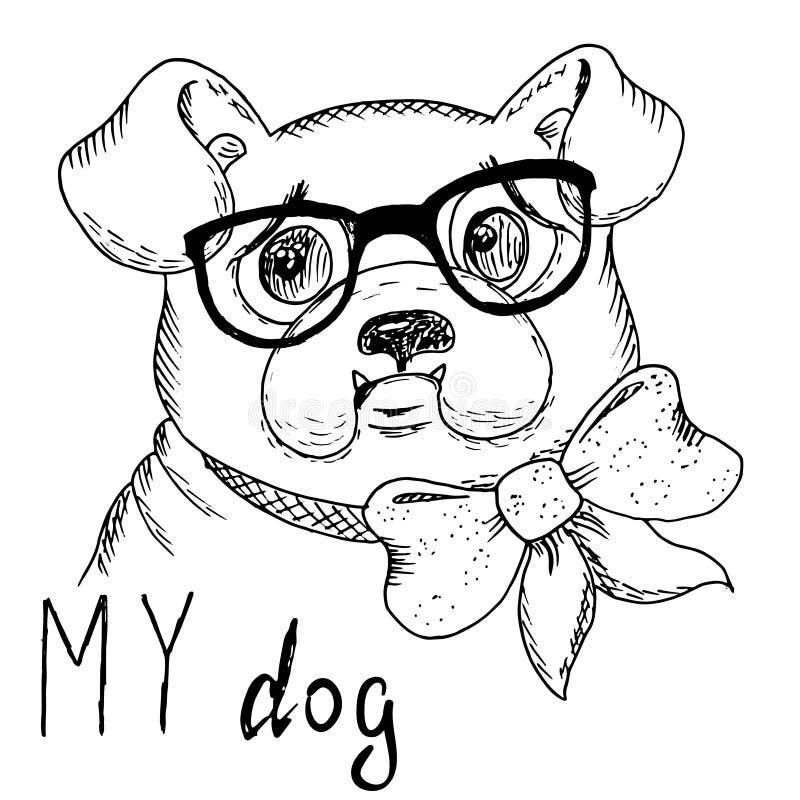 Croquis Noir Et Blanc De Vecteur D'un Chien Illustration De Vecteur