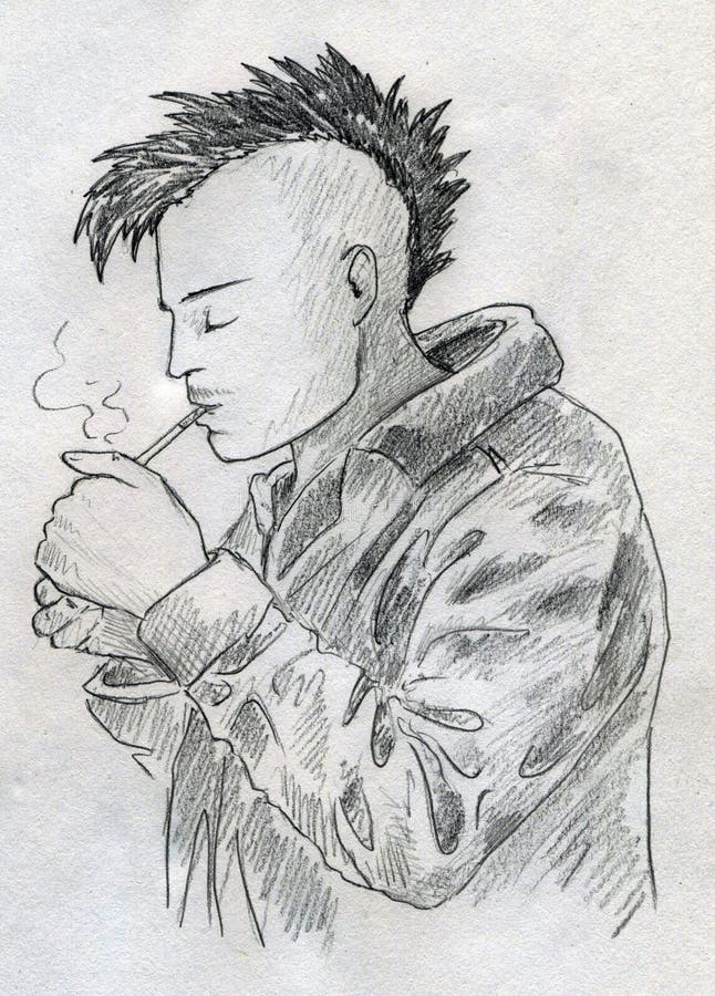 Croquis punk de fumage illustration de vecteur Croquis punk de fumage illustration de vecteur
