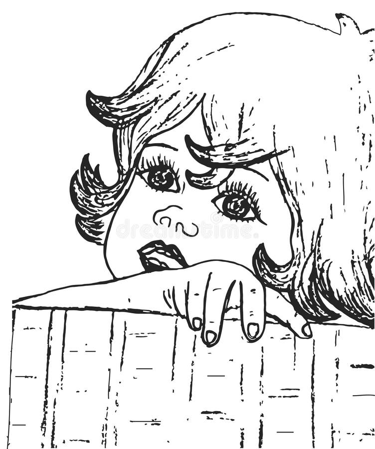 Croquis tiré par la main de crayon avec le visage d'une fille Portrait d'enfant illustration libre de droits Croquis tiré par la main de crayon avec le visage d'une fille Portrait d'enfant illustration libre de droits