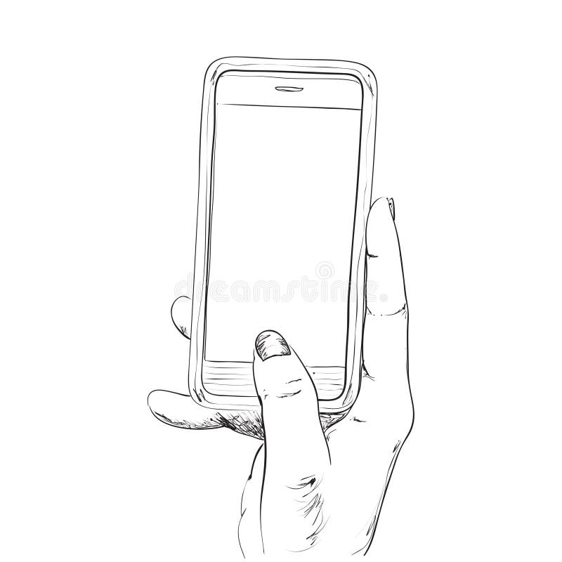 Croquis tiré par la main de téléphone portable illustration libre de droits Croquis tiré par la main de téléphone portable illustration libre de droits