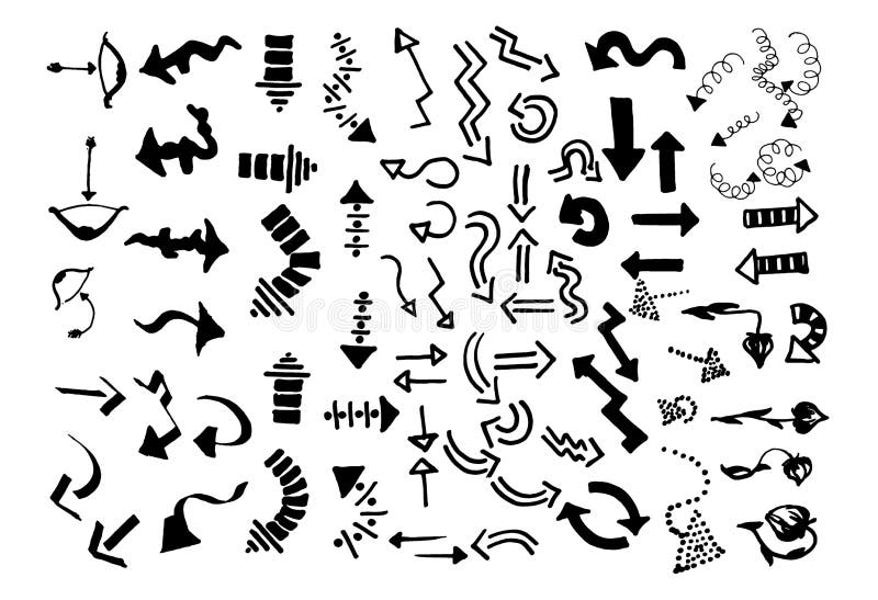 Croquis tiré par la main de vecteur d'illustration de flèches sur le fond blanc illustration libre de droits Croquis tiré par la main de vecteur d'illustration de flèches sur le fond blanc illustration libre de droits