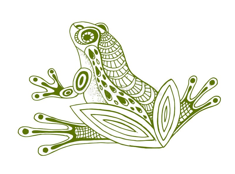 Croquis tiré par la main de vecteur d'illustration de grenouille sur le fond blanc illustration libre de droits Croquis tiré par la main de vecteur d'illustration de grenouille sur le fond blanc illustration libre de droits