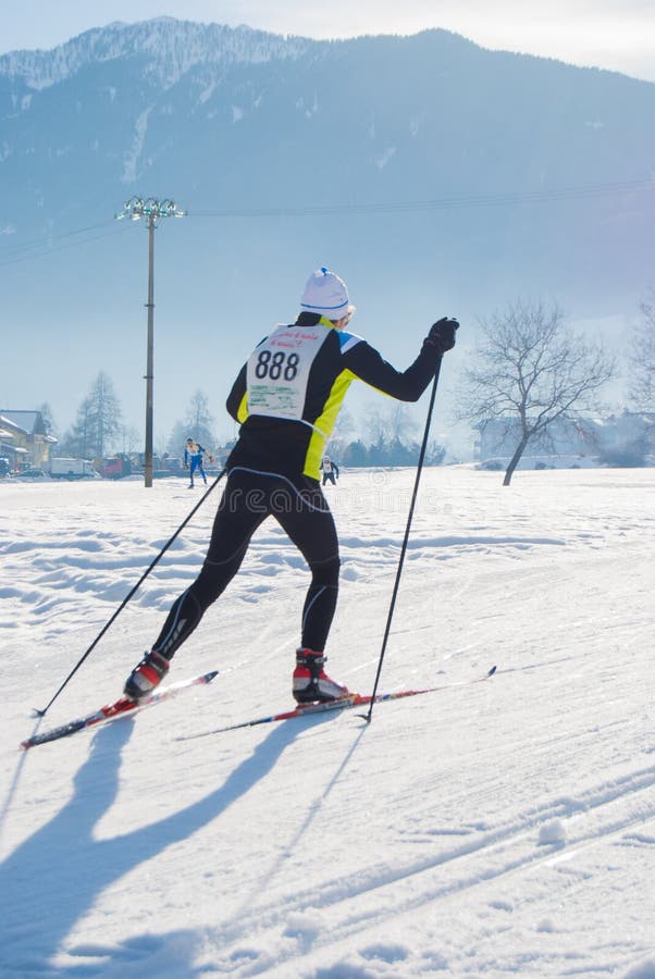 Athlete during an Amateur Cross Country Ski Race in a Sunny Day ...
