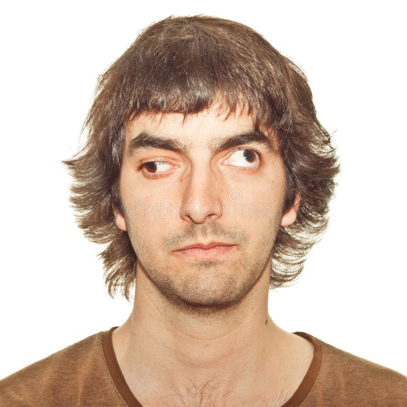 Cross-eyed Young Man stock images.