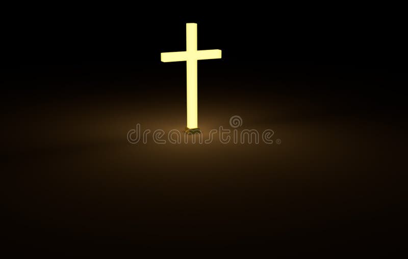 Cross Glow in the Dark Night Stock Illustration Illustration of alone