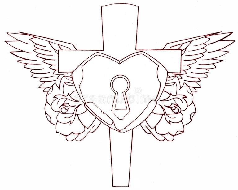 Cross Tattoo Stencil Stock Illustrations – 562 Cross Tattoo Stencil ...