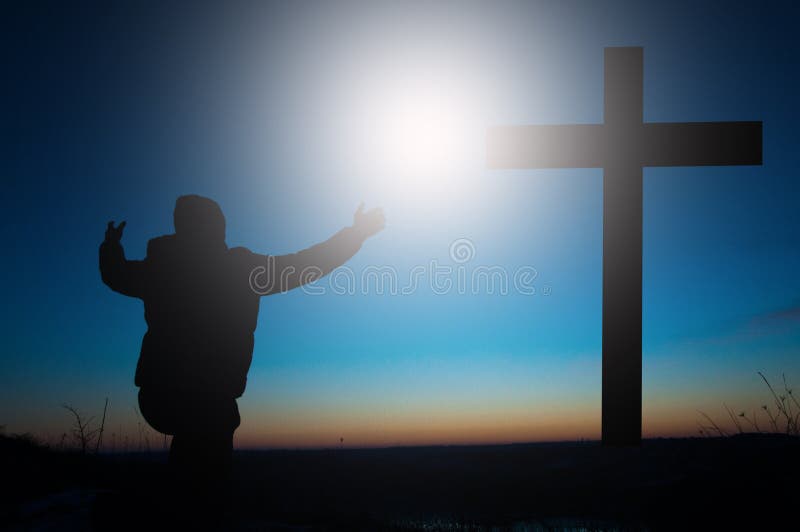 155 Man Kneeling Cross Jesus Christ Stock Photos Free And Royalty Free