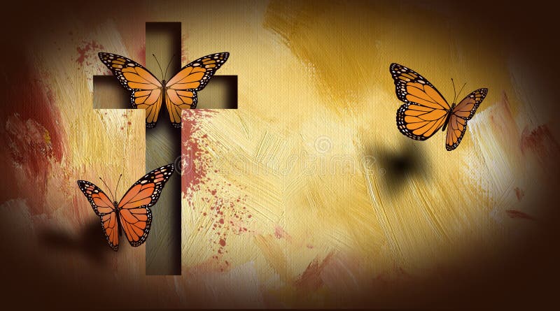 Cross of Jesus setting butterflies free