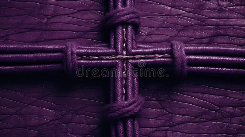 A Cross Made of Violet Ropes Symbolizing the Lent Season, generative ai vector illustration