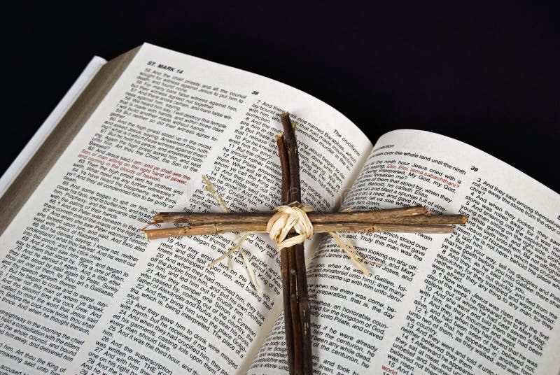 Holy Bible on Christmas Garland and Ornament Stock Image Image of