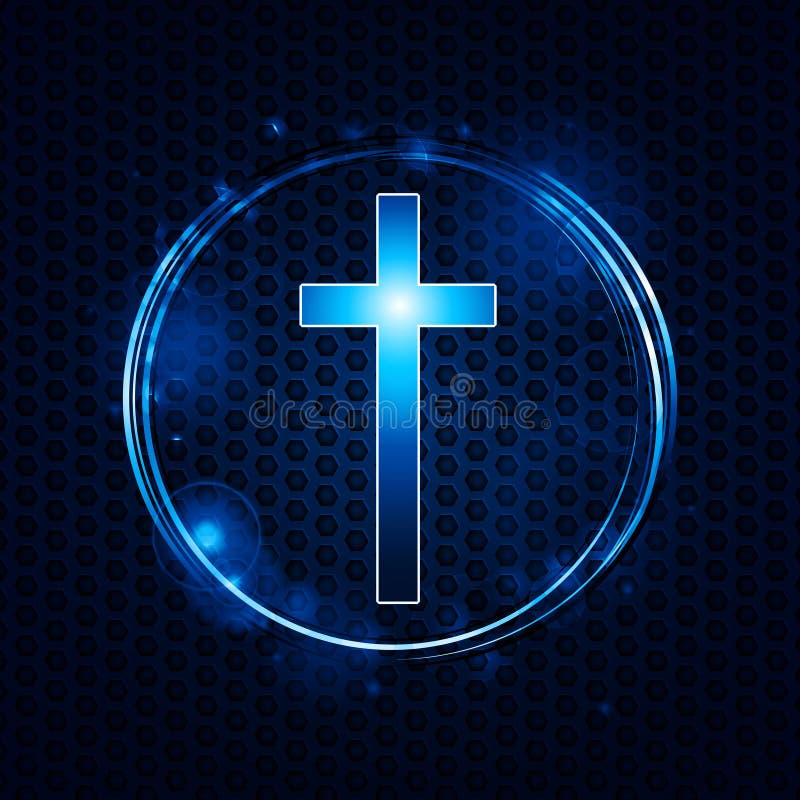 Cross over mesh glowing circle stock illustration