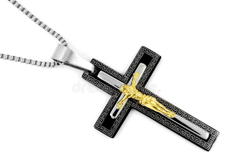 Cross Pendant Neck Stainless Steel Stock Photo Image of catholic