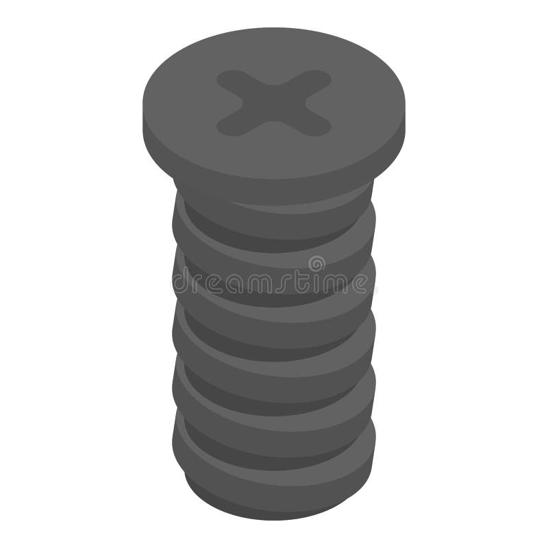 Cross screw-bolt icon, isometric style