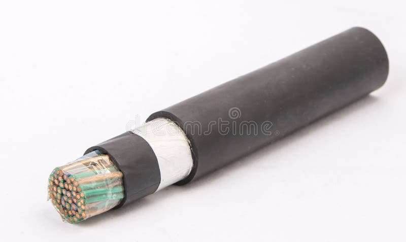 Cross section of low-voltage cable. stock images