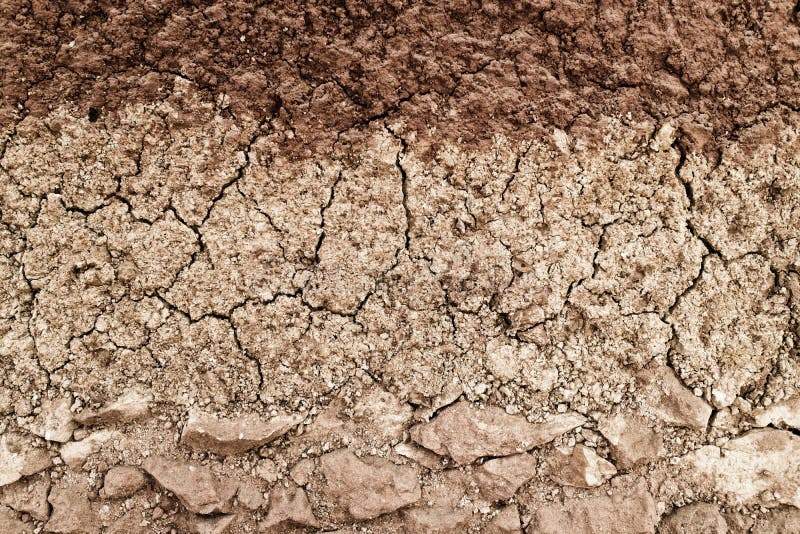 Cross-section of soil and clay layers texture royalty free stock images