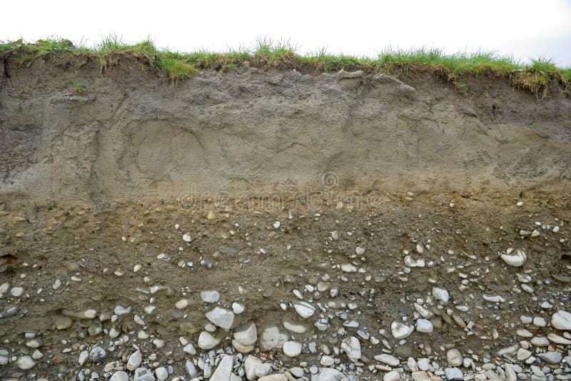 Cross section of soil types stock photography