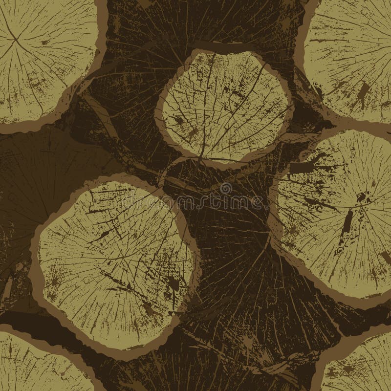 Saw cut tree seamless pattern. Vector illustration stock illustration