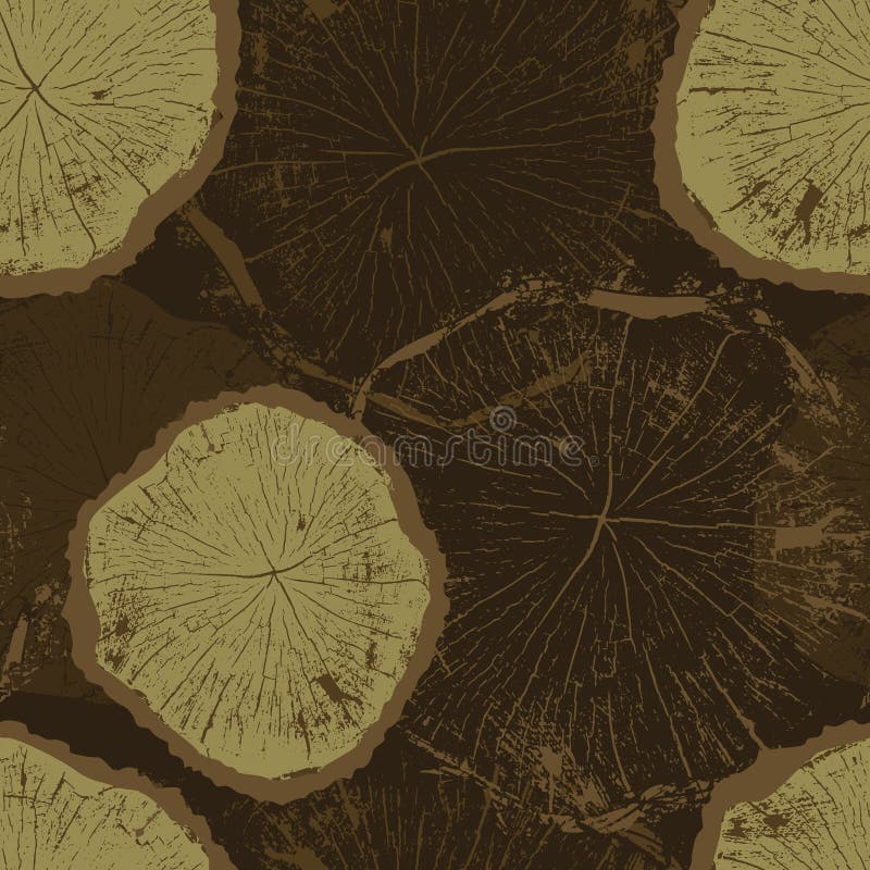 Saw cut tree seamless pattern. Vector illustration stock illustration