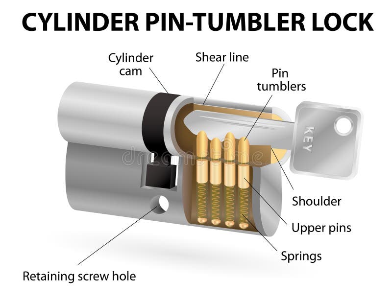 lock cylinder key keys cross sectional diagram tumbler bumping pins works cutaway parts mechanism oem illustration