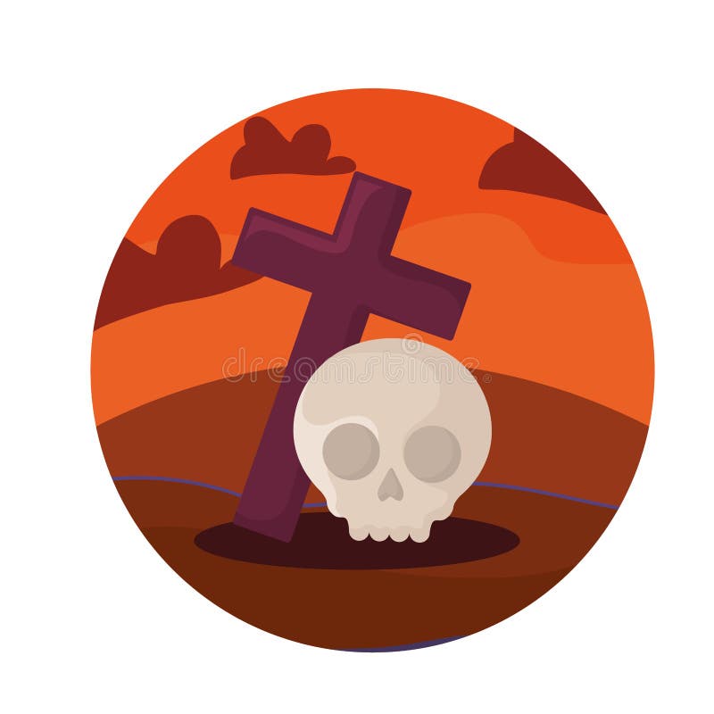 Cross with skull design stock illustration. Illustration of fashion