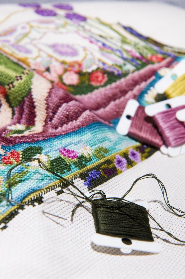 Cross Stitch Art in the Making Stock Image Image of artistic, embroidery 5976153