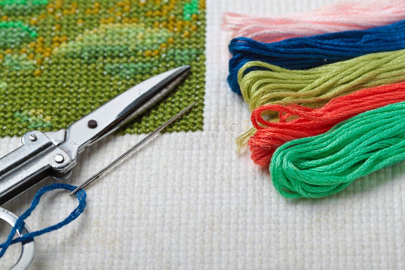 Cross Stitch Crafting Material Stock Image Image of relax, square