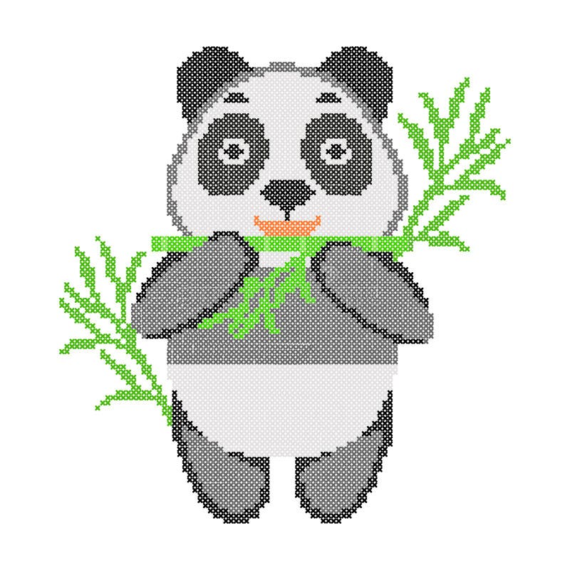 Cross Stitch Embroidery with Cartoon Panda and Bamboo. Stock Illustration - Illustration of design, fashion: 90968395 Cross Stitch Embroidery with Cartoon Panda and Bamboo. Stock Illustration - Illustration of design, fashion: 90968395
