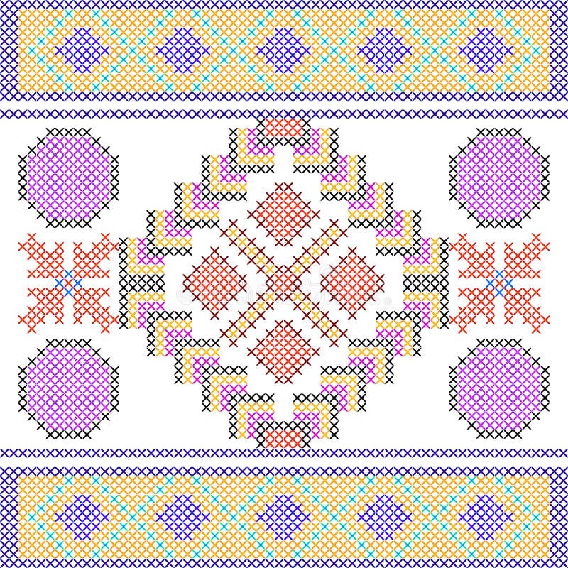 Cross Stitch Embroidery Geometrical Design for Seamless Pattern Texture